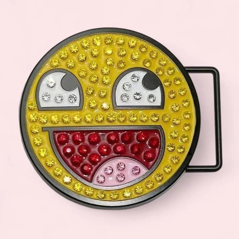 Epic Face Internet Meme Y2K Rhinestone Belt Buckle